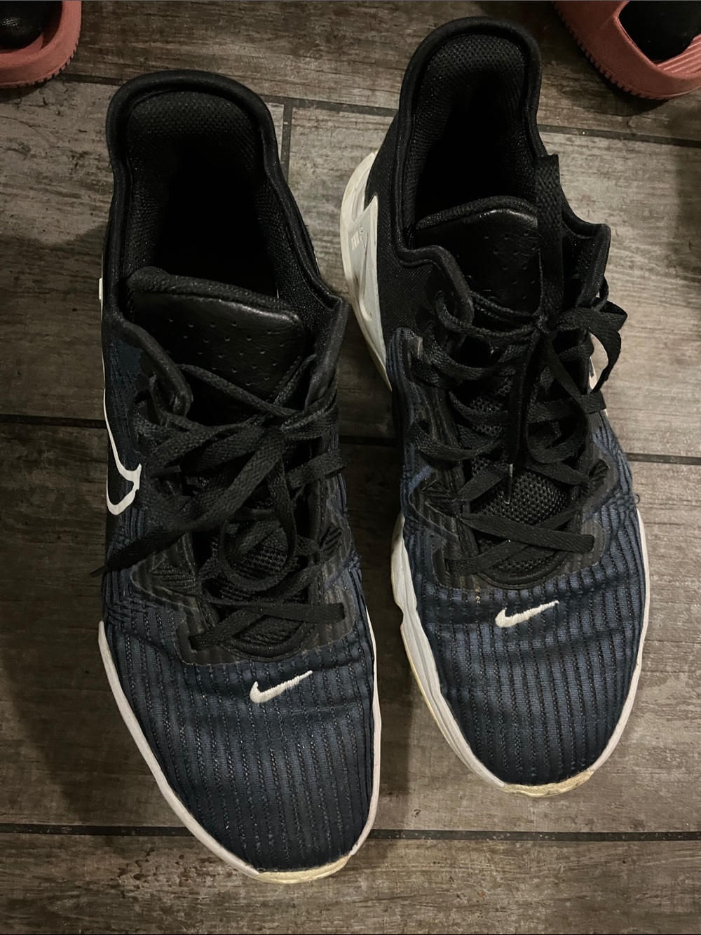 Nike Men's Black and Navy Training Sneakers with White Swooshes